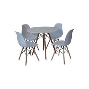 Imagem de Kit Mesa Eiffel Branca e 04 Cadeiras Eiffel Brancas - Du Lar Móveis