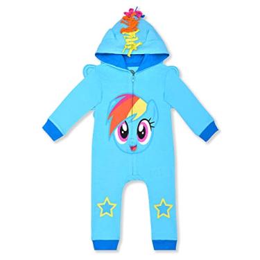 Imagem de My Little Pony Rainbow Dash Macacão com capuz de manga comprida com zíper para bebês e crianças pequenas, Azul, 3-6 Months