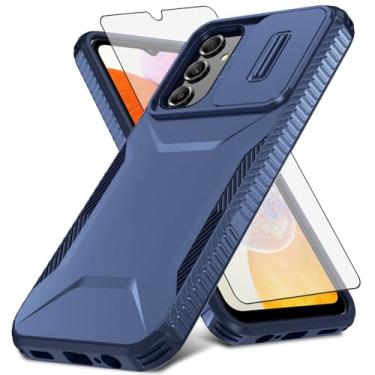 Imagem de Asuwish Capa de telefone para Samsung Galaxy A14/M14 5G com protetor de tela de vidro temperado e capa de câmera deslizante híbrida robusta à prova de choque acessórios para celular A 14 4G 14A 14M G5