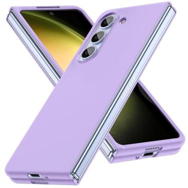 Imagem de AYSZNBLA Capa para Galaxy Z Fold 5, capa de PC fosca para mulheres, homens, meninas, meninos, proteção contra quedas, à prova de choque, fina, capa fofa para Galaxy Z Fold 5, roxo 10,54