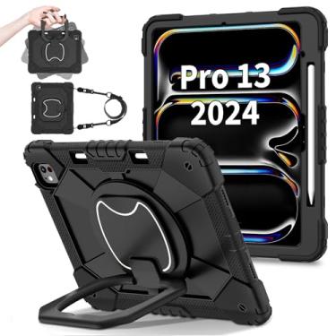 Imagem de FANSONG Capa para iPad Pro 13 2024, capa protetora antiqueda e à prova de choque, superproteção completa com suporte giratório de 360°, capa infantil à prova de choque para iPad Pro de 13 polegadas