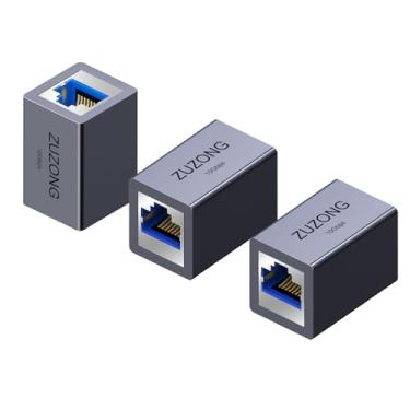 Imagem de ZUZONG Acoplador Ethernet RJ45 de 10 GB, acoplador de linha de 10 Gbps para adaptador extensor de cabo Ethernet Cat8/Cat7/Cat6a/Cat6/Cat5e/Cat5 para PC Router Modem PS5 Xbox fêmea para fêmea (3 peças