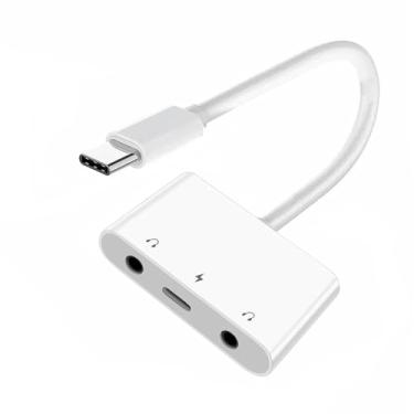 Imagem de Xiwai Hub USB C tipo C para placa de som auxiliar e microfone de áudio duplo de 3,5 mm com adaptador de carregamento de energia PD, extensor USB 3 em 1, compatível com laptop, tablet, telefone
