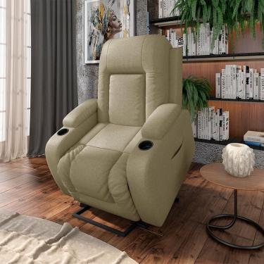 Imagem de Poltrona Do Papai Reclinável Sala De Cinema Crihs Elétrica Lift Elevação Linho Bege G23 - Gran Belo