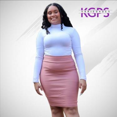 Imagem de Saia Lápis Mídy Basica Elegante Tecido Bengaline Plus Size - Rosê - Co