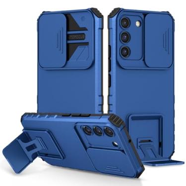 Imagem de Vokuha Capa para Galaxy S22 5G, capa para Samsung S22 SM-S901U com suporte para lente de câmera deslizante de grau militar, capa protetora à prova de choque para Samsung Galaxy S22 azul