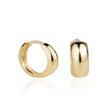 Imagem de Brinco de Ouro 18k Argola Lisa Grossa Justa Com Trava 9mm Infantil Seg