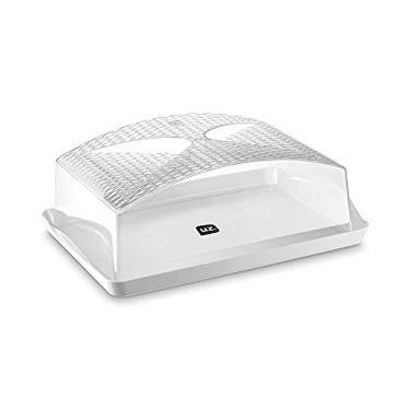 Imagem de Porta Bolo Boleira Retangular Com Tampa Acrílico UZ Branco