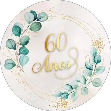 Imagem de Painel De Festa Redondo 1,50x1,50 - Geométrico Folhagens 60 Anos 056 -