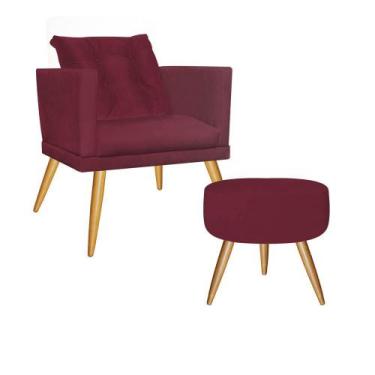 Imagem de Kit Poltrona Com Almofada e Puff Milena Confort Sala Recepção Escritór