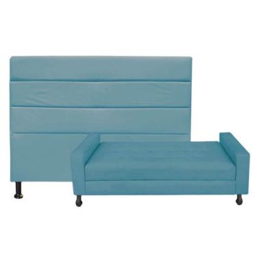 Imagem de Kit Félix com Cabeceira Turim 1,95 cm King Size Baú Quarto Sala Suede 