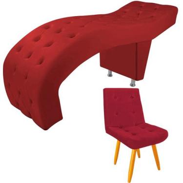Imagem de Maca Para Estética Luxo com Cadeira París Veludo Vermelho - Sard