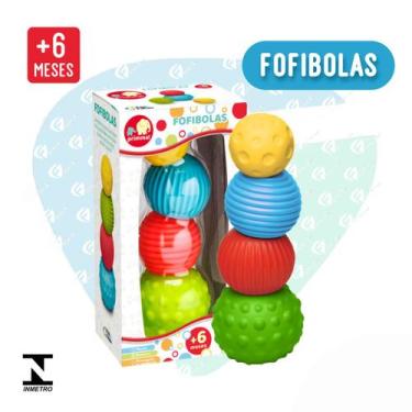 Imagem de Brinquedo Fofibolas Mordedor Empilhar Bolas Coloridas Macio - Pais&Fil