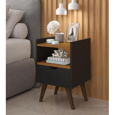 Imagem de Mesa De Cabeceira Quarto Casal Solteiro Alice 1 Gaveta - Preto  - MÓVE