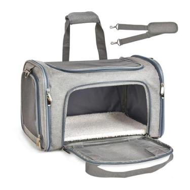 Imagem de Bolsa Transporte Pet Gato Cães Caixa Avião 47x28x28cm Luxo  - mmcomerc