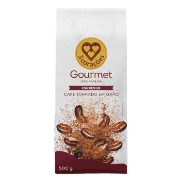 Imagem de Café Torrado em Grãos Espresso Gourmet 3 Corações Pacote 500g