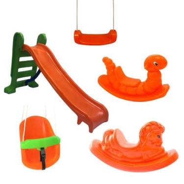 Imagem de Conjunto Infantil Esc Médio  Gangorra Nhoca  Cavalo  Balanço e Prancha