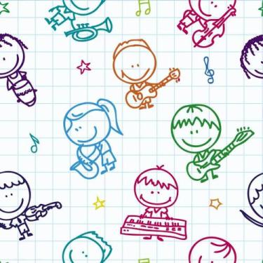 Imagem de Papel de Parede Decorativo Baby Meninos e Meninas Desenhos Coloridos e
