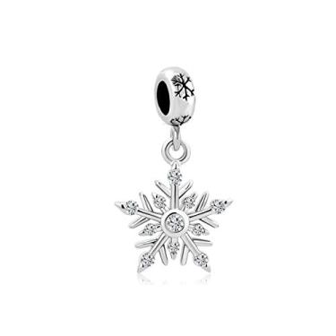 Imagem de MiiFort Pingente de floco de neve Frozen serve para pulseiras Pandora Moments Natal, família, neta, presente de aniversário, inverno, zircônia cúbica transparente, Metal, Zircônia cúbica
