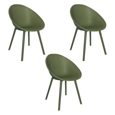 Imagem de Kit 3 Cadeiras Área Externa de PP Marina com Base Desmontável Verde G5