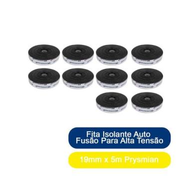 Imagem de Kit 10 Fita Isolante Auto Fusão Para Alta Tensão 19mm x 5m Prysmian