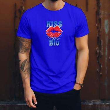 Imagem de Camisa Camiseta Masculina Polo Blu Kiss Moderna em Algodão do P ao G1,