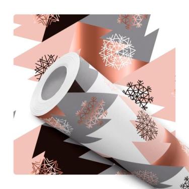 Imagem de Papel de Parede Adesivo Árvore Natal Preto Cinza Dourado Bronze Modern