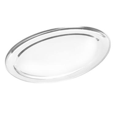 Imagem de Bandeja Travessa Oval Rasa Inox Filé Parmegiana Peixe 39cm