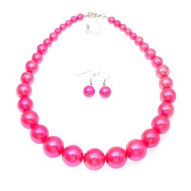 Imagem de Utop Colar de gargantilha de pérola grande para mulheres, contas de pérolas falsas, conjunto de brincos de pérola dos anos 20, bijuteria de fantasia, X-Large, Pérola, Pérola sintética