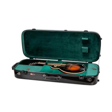 Imagem de Crossrock Capa dupla de fibra de vidro - bandolim universal para estilo A&F, com compartimentos de acessórios, alças de ombro removíveis, TSA Lock-Black (CRF2020MAFBK-R)