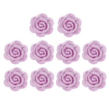 Imagem de PATIKIL 10 apliques de bordado de renda floral, bordado em 3D com aplique de organza para roupas, vestido de casamento, faça você mesmo, artesanato, roxo