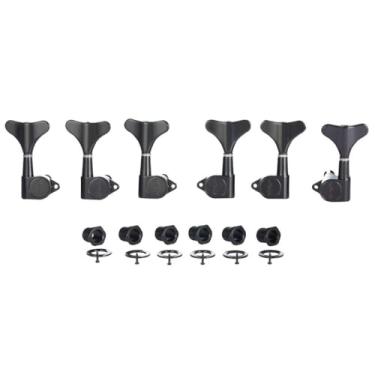 Imagem de Sintonizadores de baixo selados 18:1 de 6 cordas, afinadores de baixo para baixo, máquinas de afinação de baixo compatíveis com baixo acústico/elétrico estilo Ibanez/Yamaha preto 3L/3R
