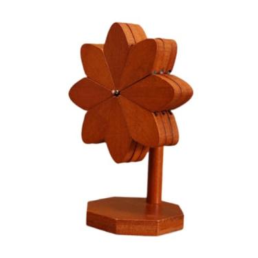 Imagem de YWJLQH 3x bambu trivets esteira de mesa decoração para casa utensílios criativos moinho de vento em forma de montanha para mesa de jantar panela quente, Cor Noz