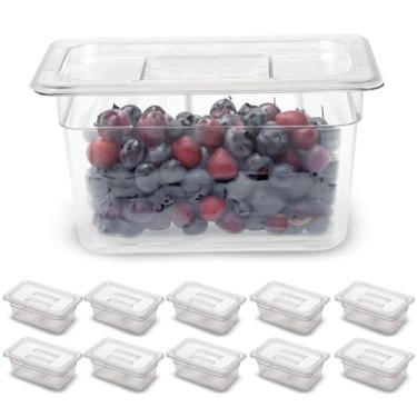 Imagem de Kit 10 Cuba Gastronômica Tampa Gn 1/4 100mm Acrílico Buffet Profissional