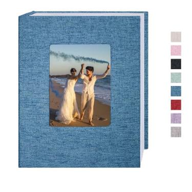 Imagem de Cherrich Álbum de Fotos Pequeno 4X6 100 Bolsos Capa de Linho Livro de Fotos Contém Fotos 4X6 para Casamento, Bebê, Família, Formatura