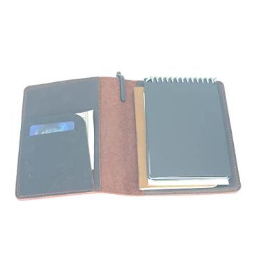 Imagem de JJNUSA Compatível com Rocketbook Mini Capa Smart Business feita à mão de couro genuíno envelhecido para porta-cartões Mini 8,9 cm x 14 cm Marrom escuro