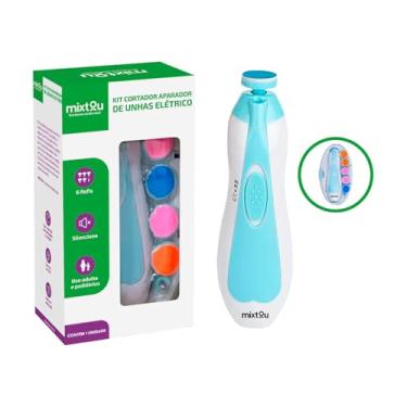 Imagem de Cortador Aparador De Unha Bebê Criança Elétrico 6 Refis Azul