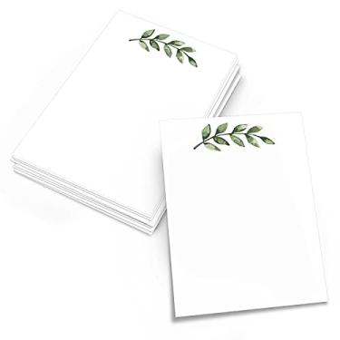 Imagem de 321Done Greenery Note Cards – 5 x 7 (conjunto de 50) cartões verdes em branco – cartolina grossa e pesada – design bonito e simples de folhas verdes em branco – sem envelopes – Feito nos EUA