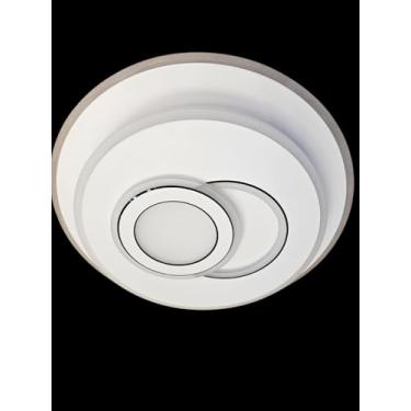 Imagem de Plafon Moderno Minimalista de 50 cm, 60W, Branco, Friso e Acrílico, 3~6K, Bivolt (Redondo)