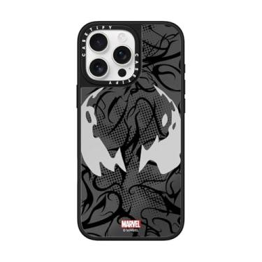 Imagem de CASETiFY Capa espelhada para iPhone 16 Pro Max [Homem-Aranha Co-Lab / Proteção contra quedas de 1,5 m/Compatível com Magsafe] - Máscara Venom - Prata em Preto
