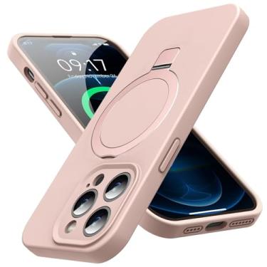 Imagem de KMAMBAG Capa Mag-Ring projetada para iPhone 12 Pro Max, silicone líquido [fator hidratante], capa de celular extremamente macia e fina com suporte [compatível com MagSafe] para 12 Pro Max de 6,7