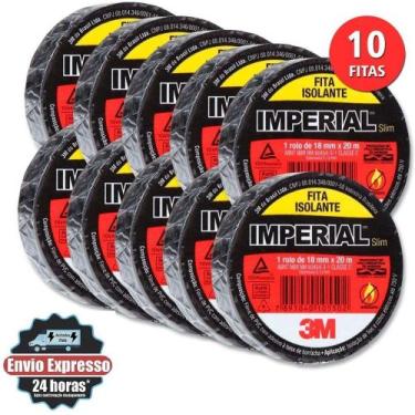 Imagem de Kit 10 Rolos Fita Isolante 05mts - 3m Imperial - Antichama