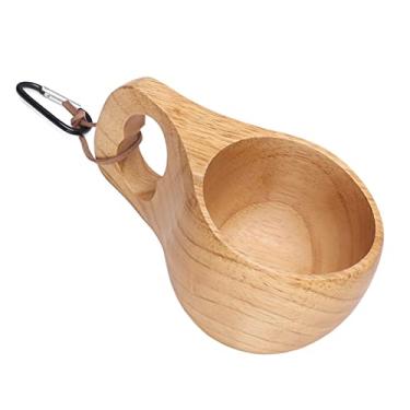 Imagem de Copos de café Copo de Madeira Com Textura de Madeira Exclusiva Design Simples e Elegante Caneca de Acampamento de Madeira Alça Confortável Xícara de café de Madeira para