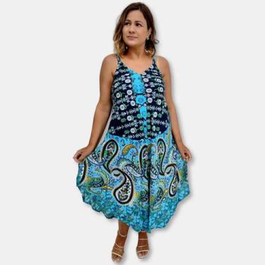 Imagem de Vestido Alça Trapézio Indiano Estampa Flores e Arabesco 8642 - Sarat M