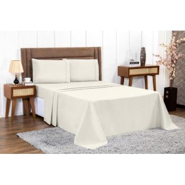 Imagem de Jogo de Cama Lençol 4 peças PERCAL 100% ALGODÃO Casal Queen King Hotel