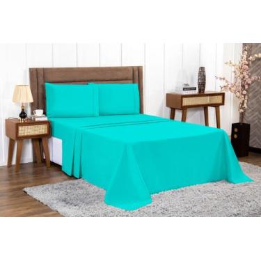 Imagem de Jogo de Cama Lençol 4 peças PERCAL 100% ALGODÃO Casal Queen King Hotel