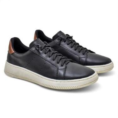 Imagem de Tenis Classico Sapatenis Masculino Paris Elegante Couro Legitimo Confortavel Black Whisk-Masculino