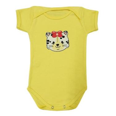 Imagem de Body Manga Curta Gatinha Laço Vermelho - Mellane Baby, P, Amarelo