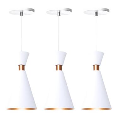 Imagem de Kit 3 Pendente Lustre Luminária Mini Pequim Branco 24cm