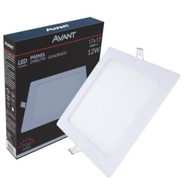 Imagem de Kit 4 Plafon Led Quadrado Embutir 12w 17x17cm Branco Frio - Avant